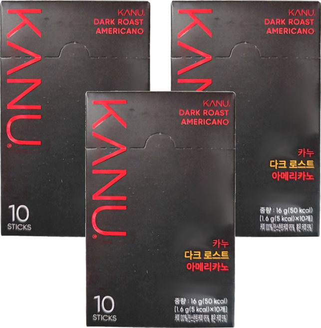 KANU 經典美式黑咖啡 深度烘焙, 1.6g, 10包, 3盒