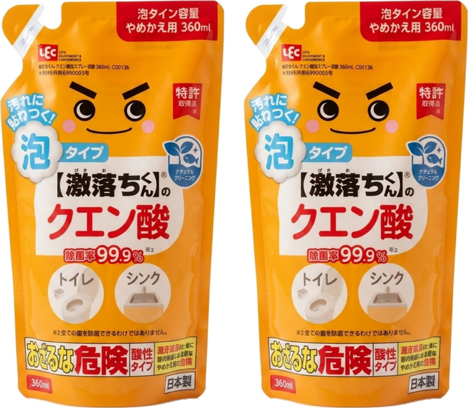LEC 激落君 檸檬酸電解水泡沫噴霧清潔劑 補充包, 360ml, 2包