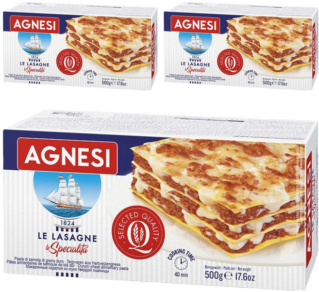 AGNESI 義大利千層麵, 500g, 3盒