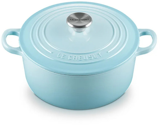 LE CREUSET 圓鐵鍋 附鋼頭鍋蓋 3.3L, 水漾藍, 1個, 22cm