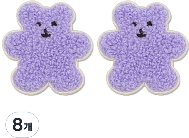 Button King 東大門鈕扣王 熱燙式刺繡動物絨毛果凍熊布貼, 8個, 紫色
