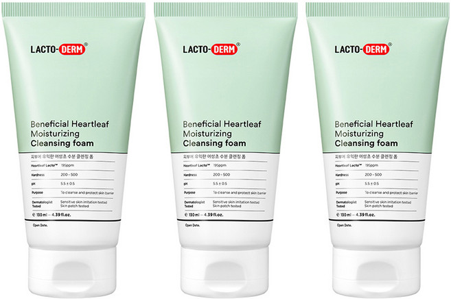 Chong Kun Dang 鍾根堂 LACTO-DERM 有益肌膚的魚腥草保濕潔面乳, 3個, 130ml