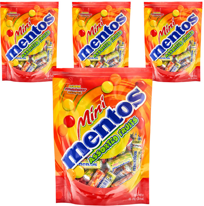 mentos 曼陀珠 迷你Mentos 水果糖 31入, 310g, 4個