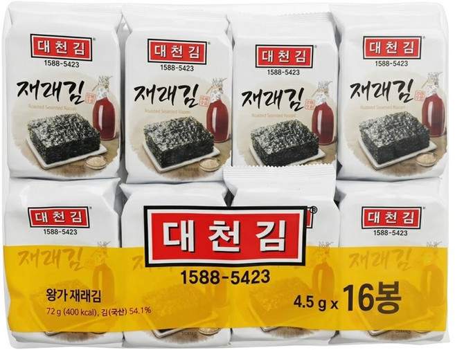 Daechungim 大川 傳統海苔, 72g, 1袋