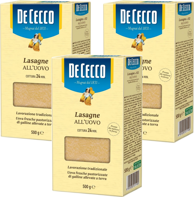 DE CECCO 得科 N.112千層義大利麵, 500g, 3盒