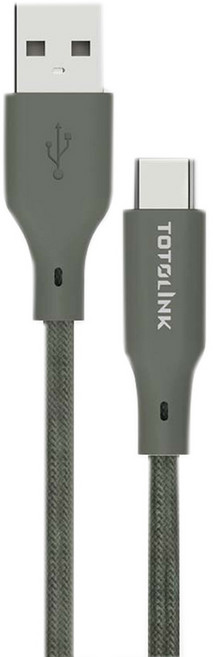TOTOLINK USB-A-USB-C 強韌快充/傳輸編織線, 2m, 雪松灰, 1條