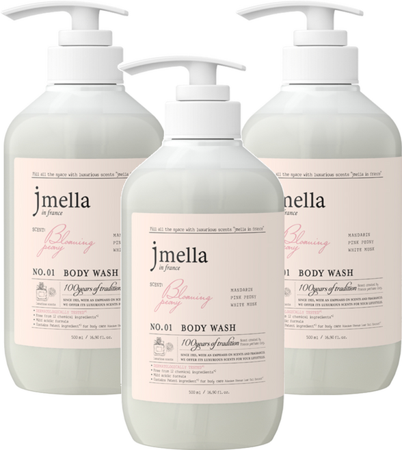 jmella 法式漫舞香水沐浴乳 Blooming Peony, 500ml, 3瓶