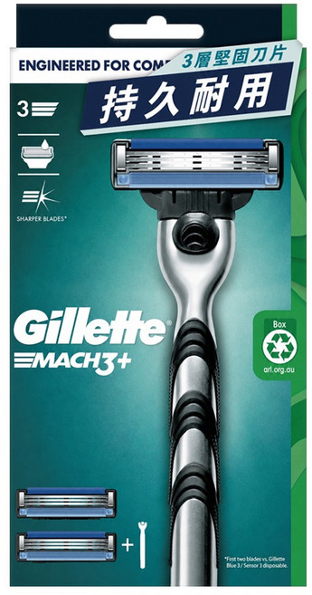 Gillette 吉列 台灣公司貨 Mach3 鋒速系列刮鬍刀組, 1入, 1盒