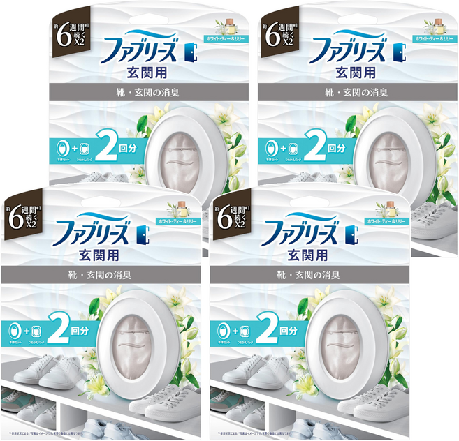 febreze 風倍清 日本原裝進口 室內用消臭芳香劑 7ml + 補充包 7ml, 4套, 14ml, 白茶百合香