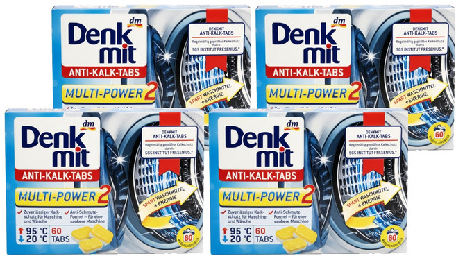 dm Denk mit 洗衣槽去污錠 60顆, 960g, 4盒