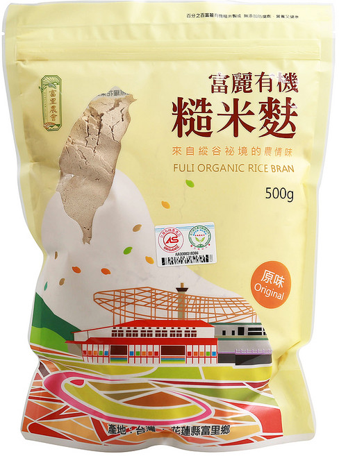 富里鄉農會 有機糙米麩, 500g, 1包