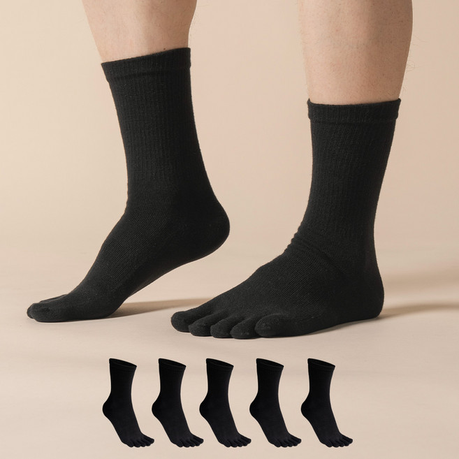 Sockpiens 男士除腳臭機能性中筒五指襪 5雙