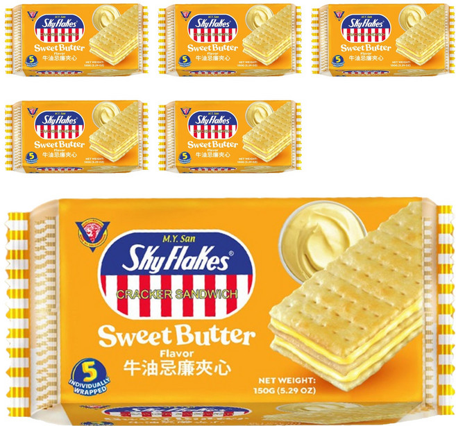 SkyFlakes 空中霸王鮮奶油風味夾心餅乾, 150g, 6袋