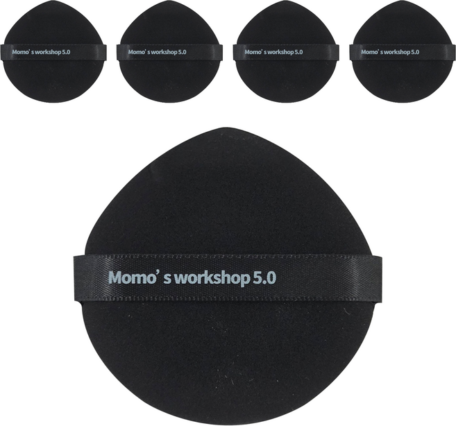 MoMo's Workshop 毛吉吉 乾濕兩用氣墊粉撲 5.0Plus 五入組, 黑色, 1組
