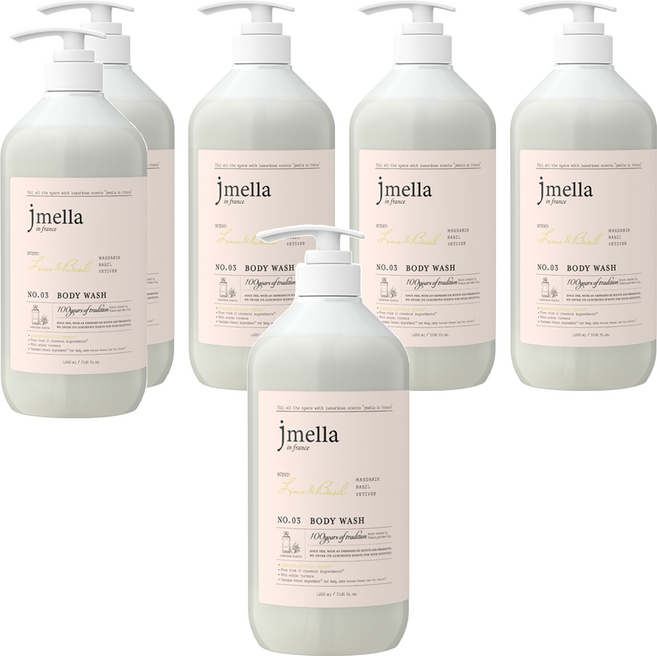 jmella 法式漫舞香水沐浴乳 No.03 Lime & Basil, 1L, 6瓶