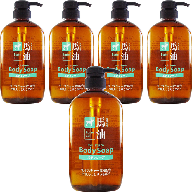 KUMANO 熊野油脂 HO馬油保濕沐浴乳, 600ml, 5瓶