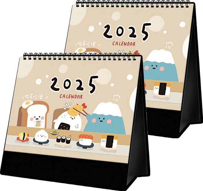 CCHING 青青文具 2025年 25K三角桌曆, 2本, 米色