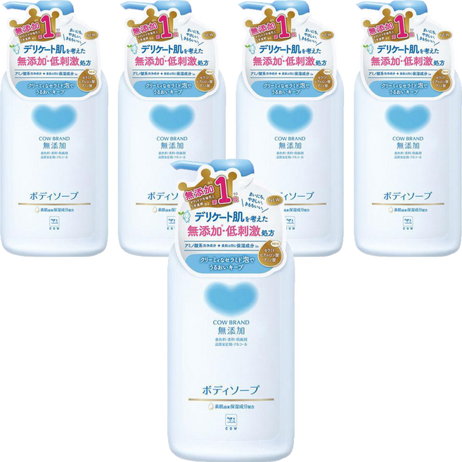 COW STYLE 牛乳石鹼 無添加沐浴露, 5瓶, 500ml