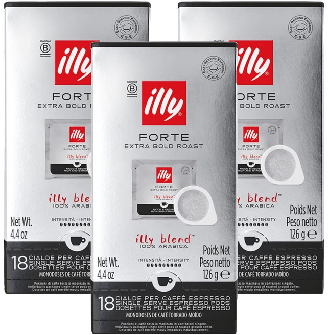 illy 意利 特濃深焙咖啡易理包, 7g, 3盒, 18顆