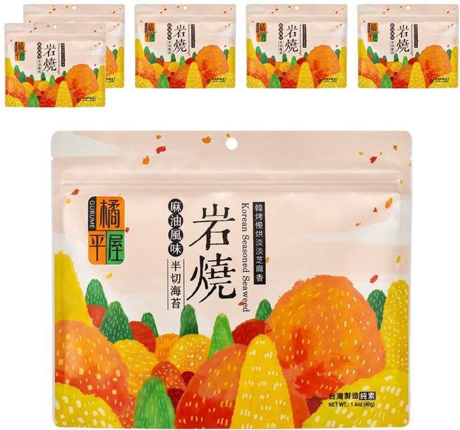 橘平屋 岩燒半切海苔 麻油風味, 40g, 6包