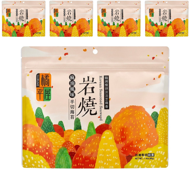 橘平屋 岩燒半切海苔 麻油風味, 40g, 5包