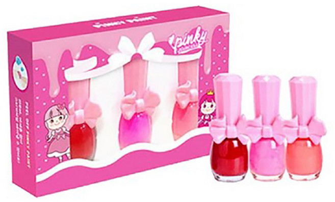 i'm pinky 兒童可撕安全無毒指甲油套裝組, 3瓶指甲油, 1組