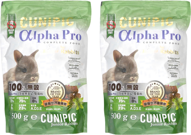 CUNIPIC 頂級無穀幼兔飼料, 500g, 2袋
