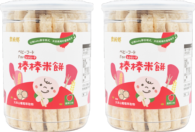 農純鄉 棒棒米餅 8個月以上, 蘋果, 50g, 2罐