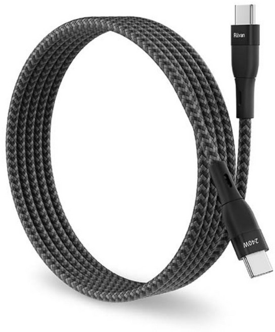 Riivan 240W Type-C-Type-C快充傳輸線, 黑色, 1個, 2m