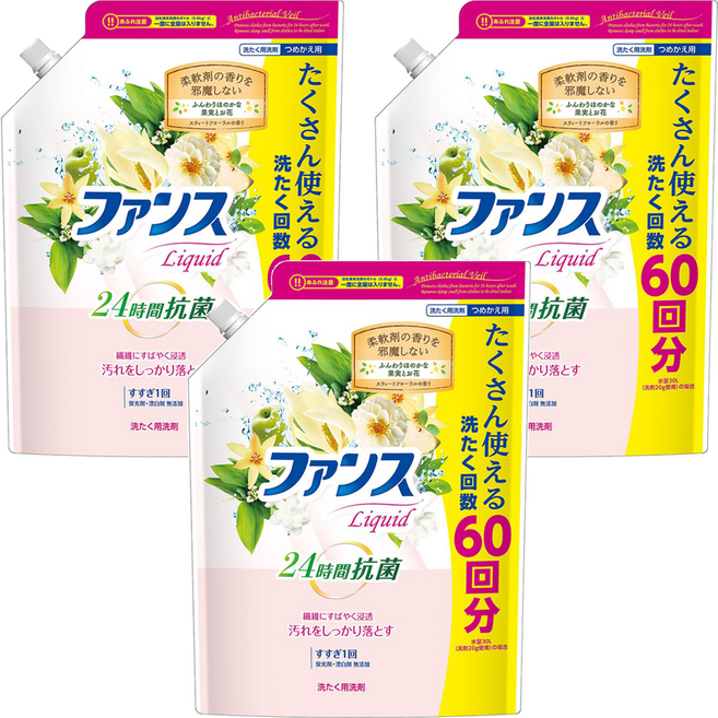第一石鹼 抗菌洗衣精 補充包 花果香, 1.2kg, 3包