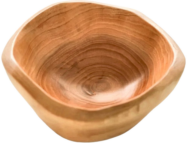 沐慕家居實木沙拉水果盆 小號(直徑 16 x 高 6cm) 550ml, 原木色, 1個