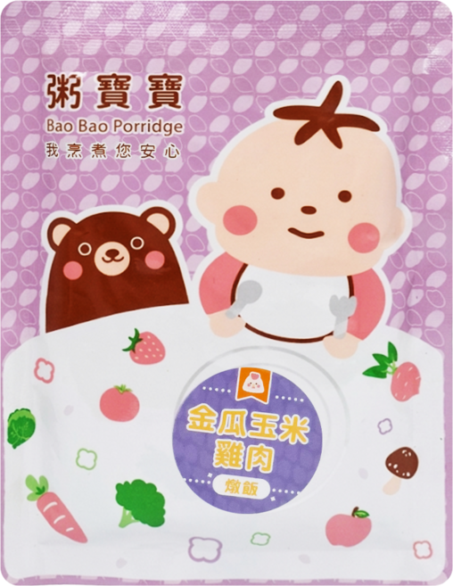 無毒農 粥寶寶 金瓜玉米雞肉燉飯 1歲以上, 150g, 1包