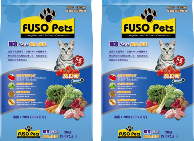 福壽實業 FUSO Pets 貓食, 鮪魚 + 雞肉, 9.07kg, 2袋