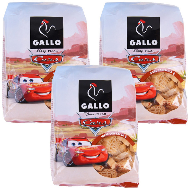 西班牙 GALLO 公雞牌 迪士尼汽車總動員 義大利麵, 300g, 3個