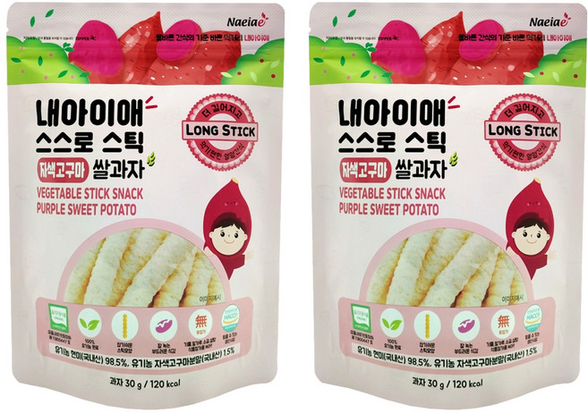 Naeiae 嬰幼兒米棒 韓國米餅 6個月以上, 地瓜, 30g, 2包