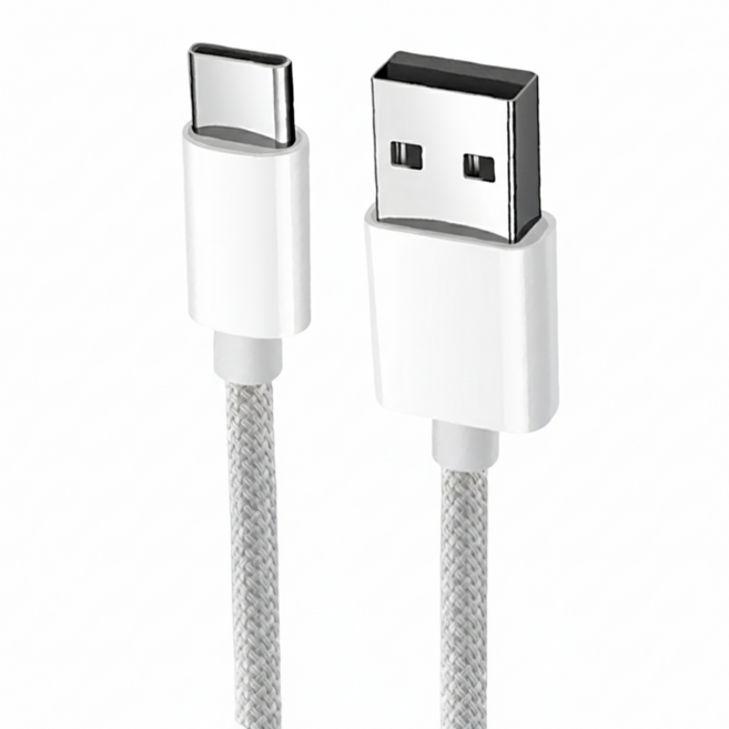 編織 快速充電傳輸線 USB to Type-C - 1.5m 40W/3A, 灰白色, 1條