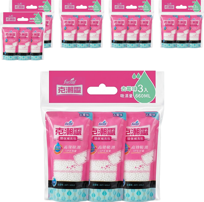 farcent 花仙子 克潮靈 環保除濕桶補充包 去霉味 3包, 6袋