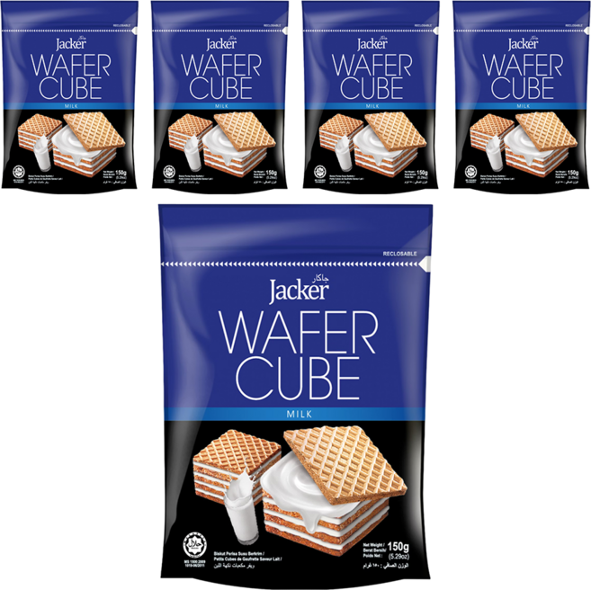 Jacker 傑克牛奶方形威化酥, 150g, 5包