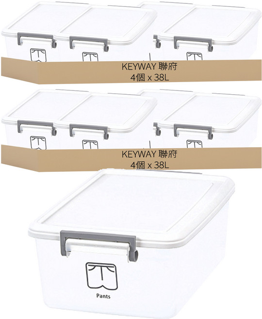 KEYWAY 聯府 每日掀蓋式整理箱38L, 透明色, 8個
