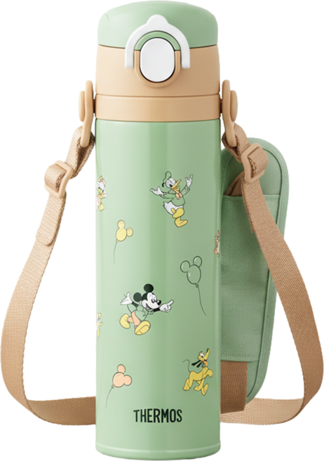 THERMOS 膳魔師 不鏽鋼彈蓋式保冷保溫杯 JOI-501-DSG, 1個, 米奇綠, 500ml