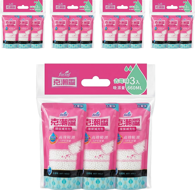 farcent 花仙子 克潮靈 環保除濕桶補充包 去霉味 3包, 5袋