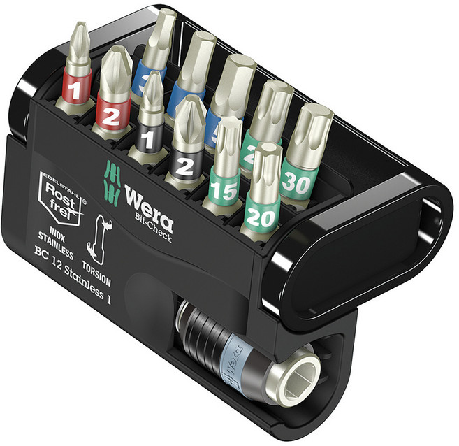 Wera 057425 不鏽鋼彩色起子頭含快速接桿12件組 BC ST/12CO, 1組