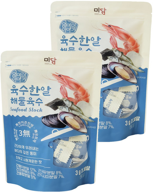 MAMSSTORY 韓國片裝高湯塊 海鮮風味, 90g, 2袋