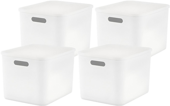mbko 多用途餐具室收納箱, 白色, 4個
