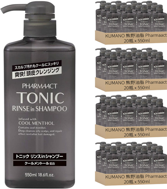 KUMANO 熊野油脂 Pharmaact TONIC 水潤洗髮精, 80瓶, 550ml
