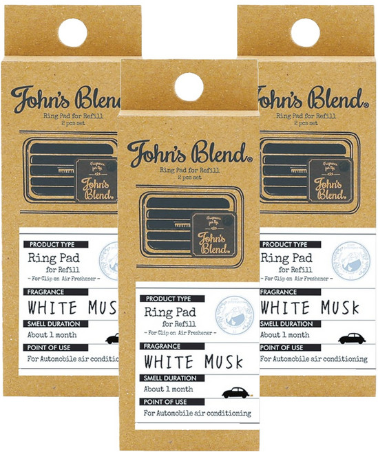 John's Blend 車用芳香劑 補充包 2個, 3盒, 白麝香