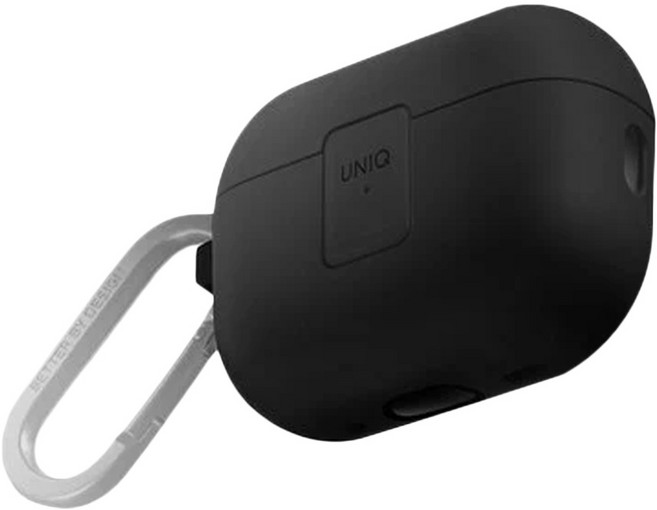 UNIQ Clyded 卡扣式雙料保護套 附登山扣, AirPods Pro 2適用, 黑色, 1套