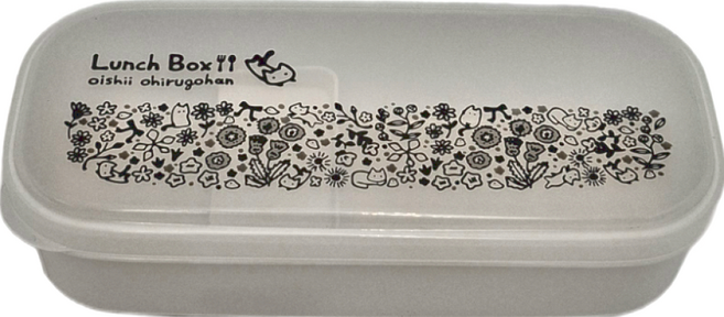 NAKAYA 花紋便當盒 附分隔板 2個, 白底黑色, 1組