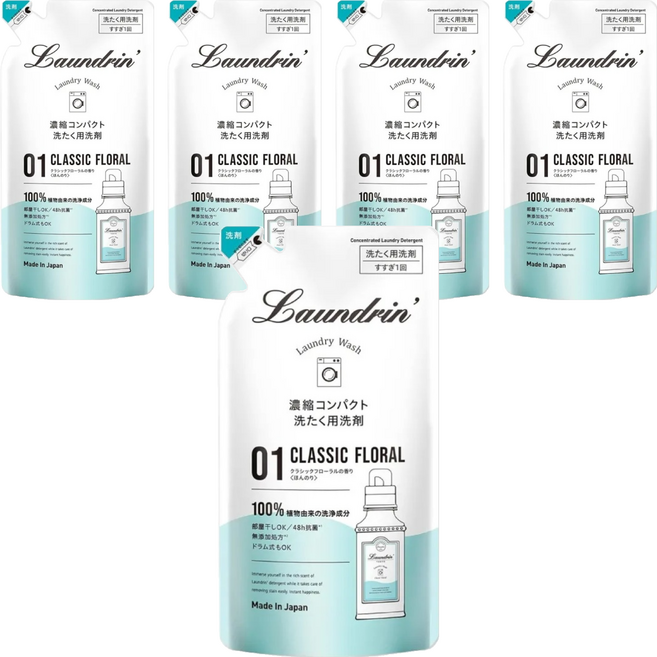 Laundrin' 朗德林 香水系列洗衣精 補充包 經典花香, 360g, 5包