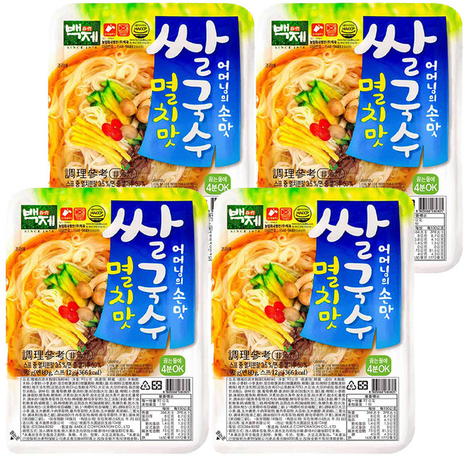 Baekje 百濟 米麵線 海鮮味 92g, 4盒
